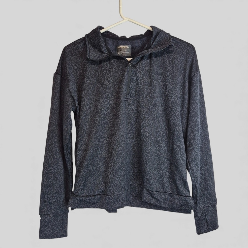 Mondetta Performance Luxury Quarter Zip Pullover Gray Space Dye Thumbholes M
